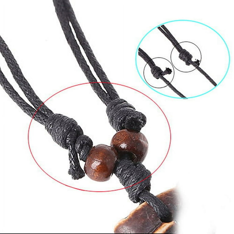 AYYUFE Men Leather Cord Double Circle Ring Pendant Necklace AYYUFE Men Leather Cord Double Circle Ring Pendant Necklace