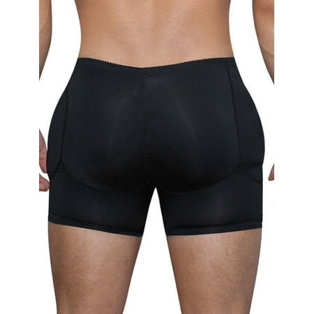 

CenturyX Men Butt and Hip Enhancer Booty Padded Underwear Panties Body Shaper Seamless Butt Lifter Panty Shapewear Boxers Black 2 XL