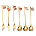 thumbnail image 4 of Juego de cubiertos dorados, cuchara de postre, vajilla reutilizable, utensilios con detalles dorados, cuchara de café para fiestas de año Nuevo Chino Estilo A, 4 of 8