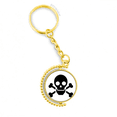 thumbnail image 1 of Producto químico peligroso patrón círculo espantoso símbolo ilustración Anillo de oro de metal llavero llavero, 1 of 3