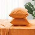 thumbnail image 6 of Flannel Sheets Full Size Burnt Orange - Super Soft Fall Fleece Sheets Set Fluffy Extra Plush, 4 Piece(Include Fitted Sheet, Flat Sheet, 2 Pillowcases), 6 of 8