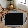 thumbnail image 3 of Black Geometric Large Area Rugs for Bedroom Living Room, Soft Non Slip Carpet Bedside Rug, Country Farm Traditional Chinese Tile Round Floor Cover Kitchen Accent Rug 7' for Dining Room/Office, 3 of 9