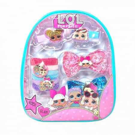 LOL Surprise 10pc Girls Dress Up Hair Accessory Kit with Backpack Carrier