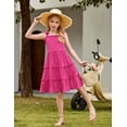 thumbnail image 5 of Arshiner Girls Summer Dress Tween Boho Casual Bowknot Strap Sleeveless Swing Flowy Ruffle Tiered Sundresses with Pockets, 5 of 6