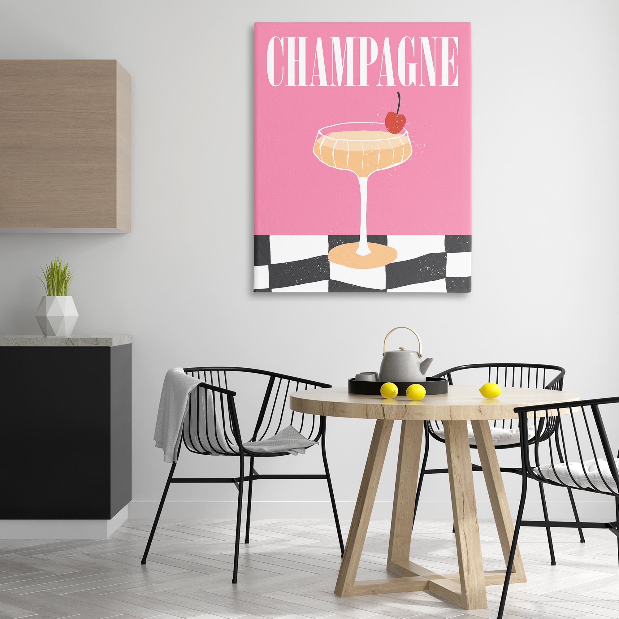 Stupell Industries Champagne with Cherry Food & Beverage Painting Wrapped Canvas Art Print Wall Art, 36 x 48
