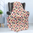thumbnail image 4 of Rooster Soft Flannel Fleece Throw Blanket, Continuous Domestic Farm Animal Bird Irregular Repetition, Cozy Plush for Indoor and Outdoor Use, 50" x 60", Charcoal Grey Vermilion, by Ambesonne, 4 of 5