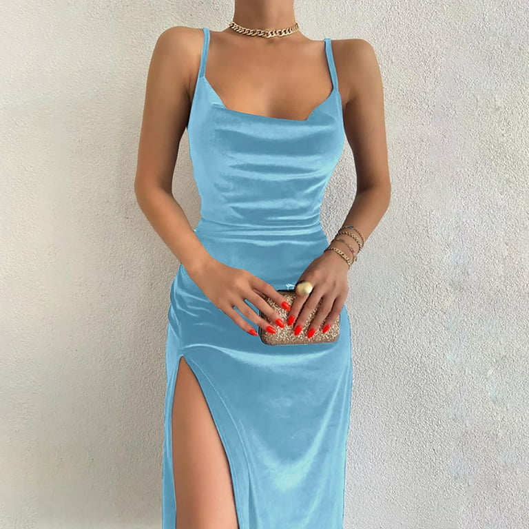 FJUCHAI Slip Dress for Women, Fashion Slim Split Halter Dress Women's Full  Slips Basic Under Dress Nightgown Nightwear - Walmart.com