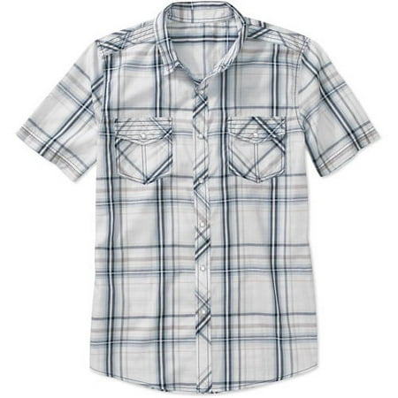 No Boundaries Men's Short Sleeve Snap Fr
