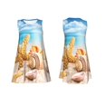 thumbnail image 7 of Naloa Beach Starfish Shell Print Women's Summer Spring Casual Beach Sundress,Vacation Sleeveless Tank Crewneck Loose Dresses, 7 of 7