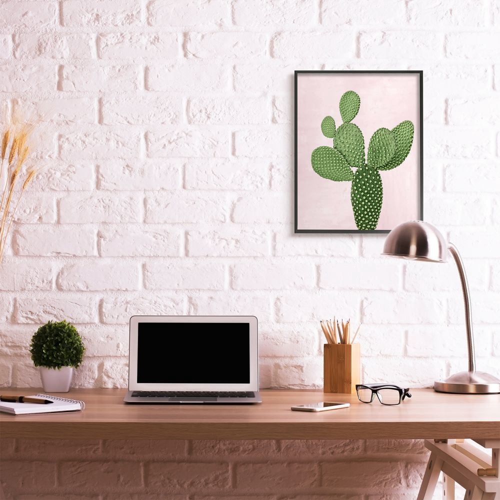 Stupell Industries Prickly Cactus Dessert Plant Nature Succulent Pink Green Framed Wall Art Design by Mia Jensen, 24" x 30", Black Framed