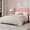 Pink, variant on Upholstered Wingback Bed Frame with Horizontal Strip Velvet Headboard, Modern Platform Bed with Wood Slats Support, No Box Spring Needed