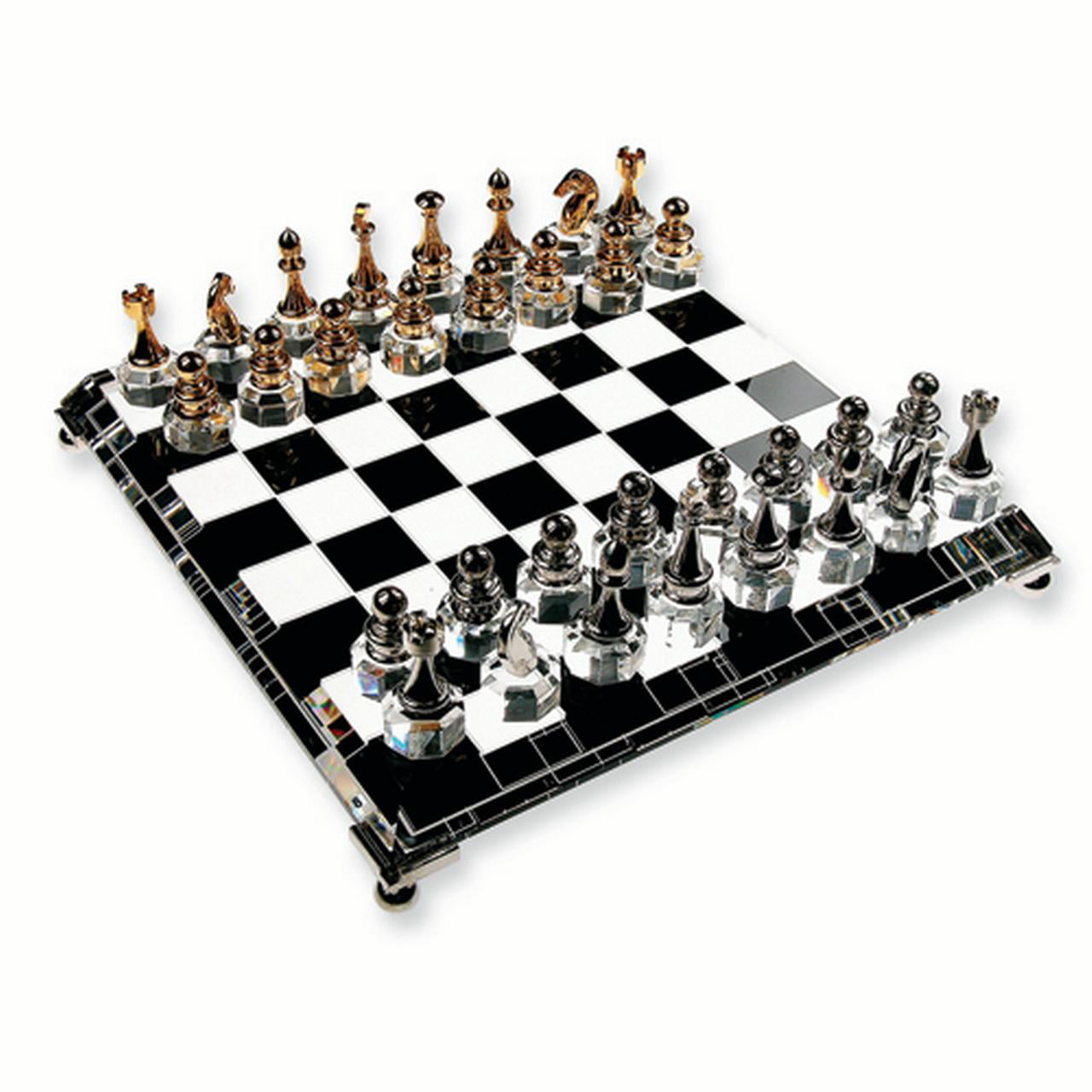 Silver Plated Gold Crystal Chess Set