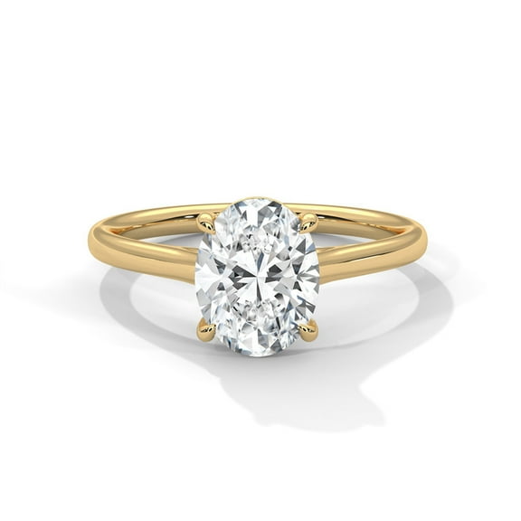 Classic Solitaire Oval Cut Real Moissanite Ring in 14K Gold Plated