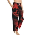 thumbnail image 3 of Cauagu Red And Black Abstract Skull Pajama Pants for Women Loose Fit Wide Leg Trouser Pants Casual Elastic Waist Drawstring Lounge Pants, 3 of 6
