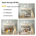 thumbnail image 6 of Soges Twin Size Metal Loft Bed with Storage Stairs&Shelves, Modern Metal Loft Bed Frame With Large Under-Bed Space for Bed Room, No Box Spring Needed, White, 6 of 13