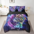 thumbnail image 2 of Cartoon Tiger Twin Comforter Set 7-Piece Watercolor Animal Bedding Comforter Sets Psychedelic Galaxy Stars Bed in a Bag Rainbow Graffiti Bedding Set Trippy Nebula Cosmos Bed Sheets Set, 2 of 6