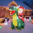 thumbnail image 4 of Gymax 6.7 FT Christmas Inflatable Santa Claus Ride on Dinosaur, 4 of 10