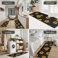 thumbnail image 5 of Black Sunflower Green Leaf Pattern Kitchen Rugs Sets Of 3,Kitchen Runner Rugs Non Skid Washable,Decorative Kitchen Floor Mats for Kitchen,Sink,Laundry,17"x30"+ 17"x47" + 17"x59", 5 of 6