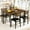 Brown, variant on baxluxe 4-Person Dining Set, Farmhouse Kitchen Table and Chair Set, Solid Wood Dining Table with 4 PU Upholstered Chairs, Suitable for Kitchens, Apartments, Dining Rooms, Farmhouse Gray