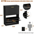 thumbnail image 2 of JOZZBY Shoe Cabinet Storage for Entryway, Slim Black Hidden Shoe Organizer Cabinet with 2 Flip Drawers, Wooden Narrow Shoe Rack with 2 Tier Freestanding for Hallway, Living Room, 2 of 9