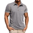 thumbnail image 1 of WEAIXIMIUNG Valentine's Day Male Spring Short Sleeve Solid Color Letter Stripe Stitching Pocket Short Sleeve Top, 1 of 6