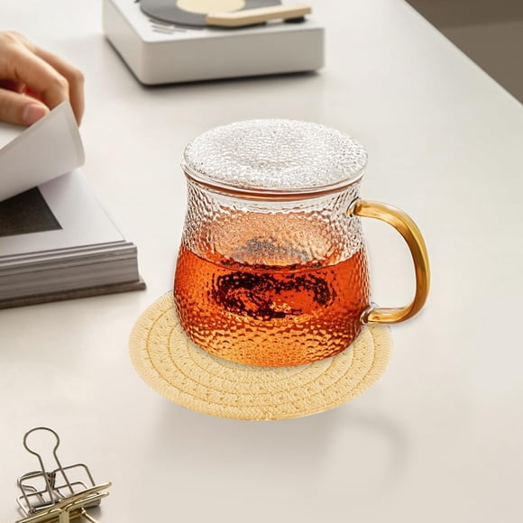 8 Pcs sous-Verres avec Support, sous-Verres Absorbants en Coton Tissé pour Boissons, Ensemble de sous-Verres Décoratifs Minimalistes pour Table en Bois
