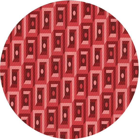 Ahgly Company Indoor Round Patterned Valentine Red Area Rugs, 6' Round