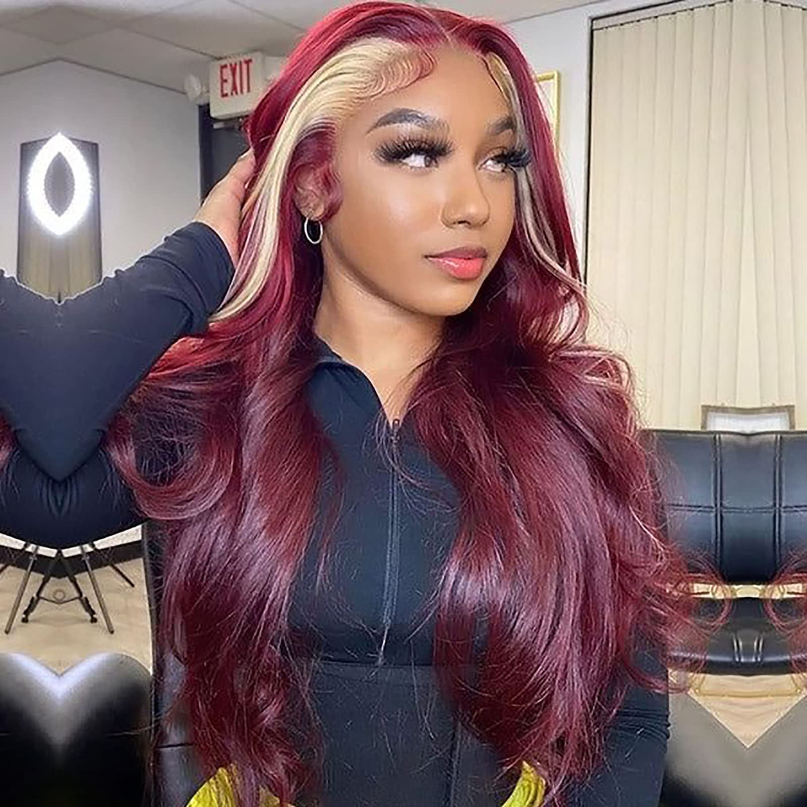 Hair 99J Burgundy Skunk Stripe Wig Human Hair Lace Front Wig With Blonde  Color 13x4 Body Wave Skunk Stripe Wigs For Black Women Burgundy And Blonde Lace  Front Wigs Human Hair 20