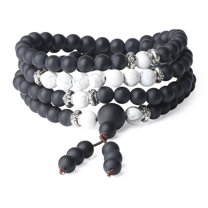 COAI Howlite Matte Onyx 108 Mala Beads Yin Yang Prayer Bracelet Necklace