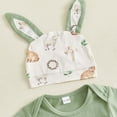 thumbnail image 7 of UngA My First Easter Baby Boy Outfit Bunny Short Sleeve Romper Pants Hat Infant Onesie Newborn Spring Summer Clothes (Green,6-9 Months), 7 of 7