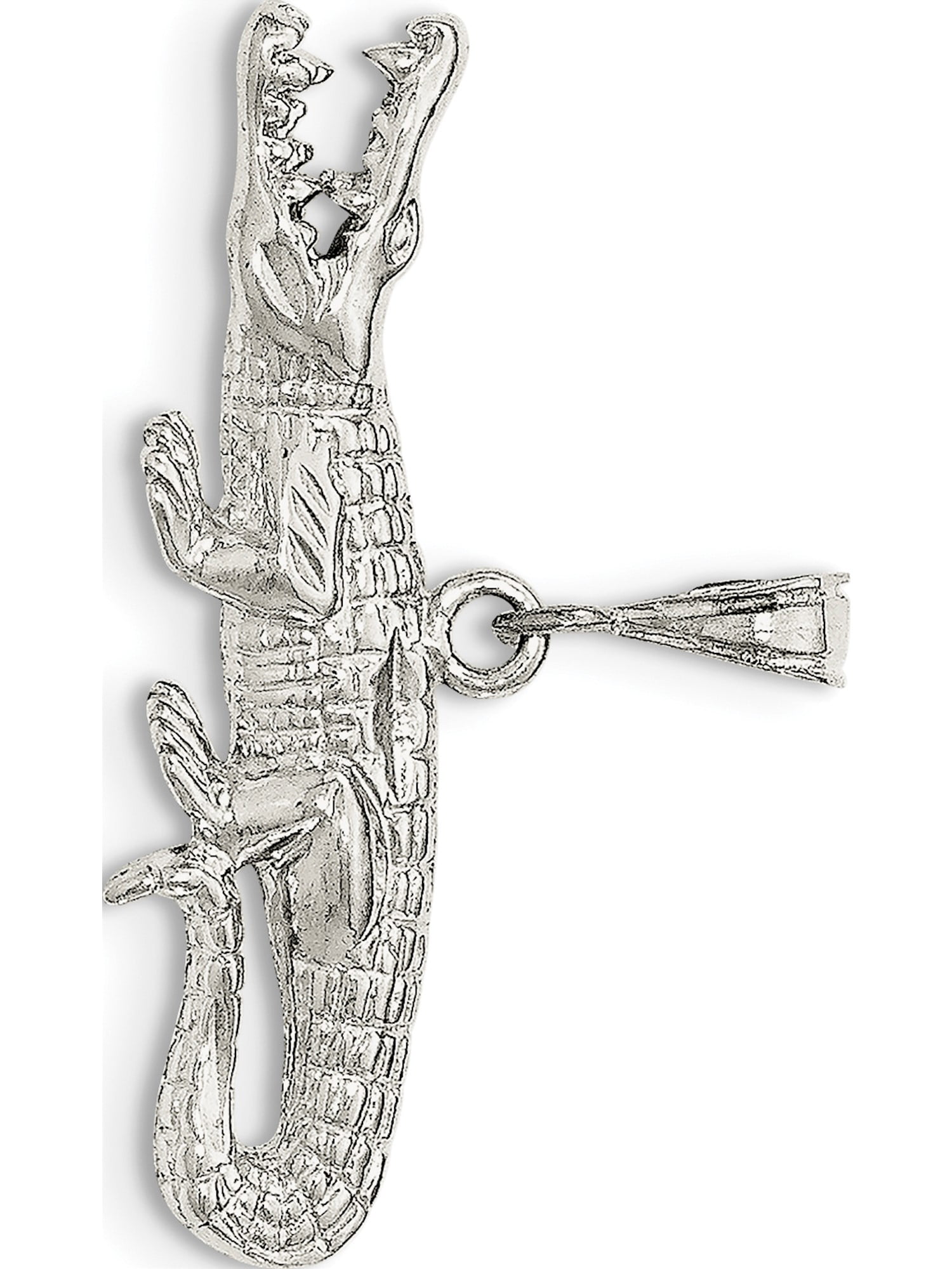 Solid 925 Sterling Silver Polished /& Textured Crocodile Pendant