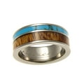 thumbnail image 3 of Genuine inlay Hawaiian koa wood turquoise band ring titanium 8mm&nbsp;size 11.5, 3 of 4