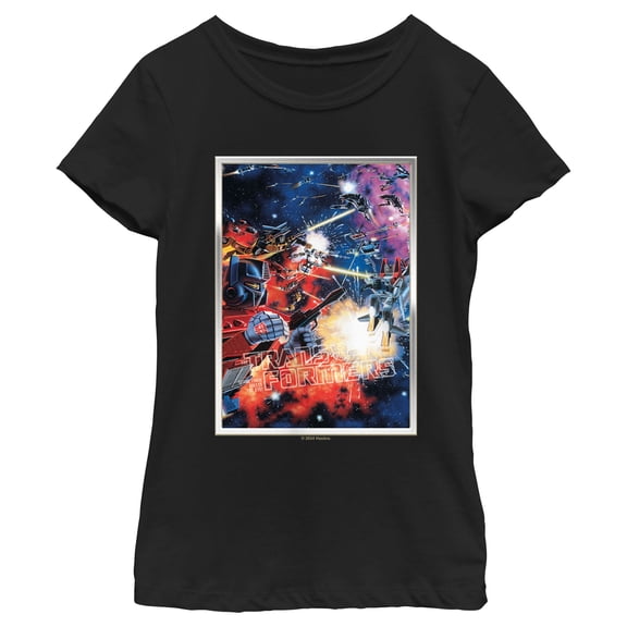 Girl's Transformers Space Battle Poster Graphic T-Shirt