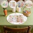 thumbnail image 2 of KOYPTL Easter Round Placemats Set of 4, 14.9 Inch Buffalo Plaid Egg Bunnys Flowers Spring Round Table Mats for Easter Party Kitchen Dining Easter Decoration, 2 of 8