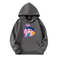 thumbnail image 5 of Moonsky Sudadera con capucha y cordón HUNTRX, estampado de grupo de chicas coreanas, jersey corto, suave y cómodo, top de manga larga para primavera y otoño. Gris oscuro 120, 5 of 5