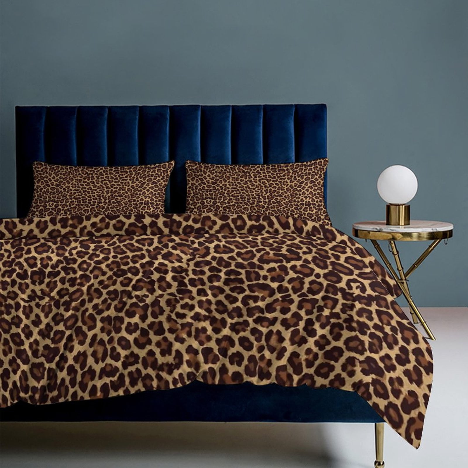 3 Pcs Soft Bedding Set, Includes 1 Duvet Cover with Zipper And 2 Pillow Shams,Leopard Twin(86"x70")