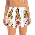 thumbnail image 2 of Daiia Christmas Gnomes In Leopard Pattern Women's 2 in 1 Running Shorts - Lightweight Athletic Workout Gym Yoga Shorts Liner with Phone Pockets-Large, 2 of 7
