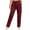 Burgundy, variant on Women's Casual Pants High Waisted Straight Leg Pants Elastic Waistband Comfortable Solid Trousers for Daily Wear Autumn Winter A-Beige L