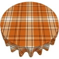 thumbnail image 3 of Fall Tablecloth 60 Inch Round Orange Autumn Buffalo Plaids Tablecloths Washable Farmhouse Thanksgiving Table Cloth Decorative for Picnic Party Holiday Home Indoor Outdoor, 3 of 6