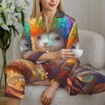 thumbnail image 6 of Daiia Rainbow Lamb Breakfast for Women's Long-Sleeved Pajama Set – Soft & Comfortable Sleepwear Button-Up Pajamas Cozy Lounge Wear-Medium, 6 of 7