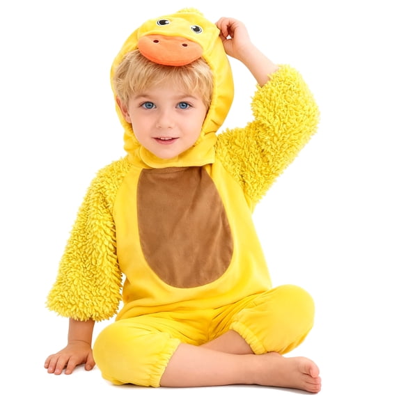 BOOMNY Toddler Boys Duck Dress Up Stage Performance Outfits for Kids Funny Duck Shaped Long Sleeve Tops With Hat Party Club Clothing for Child