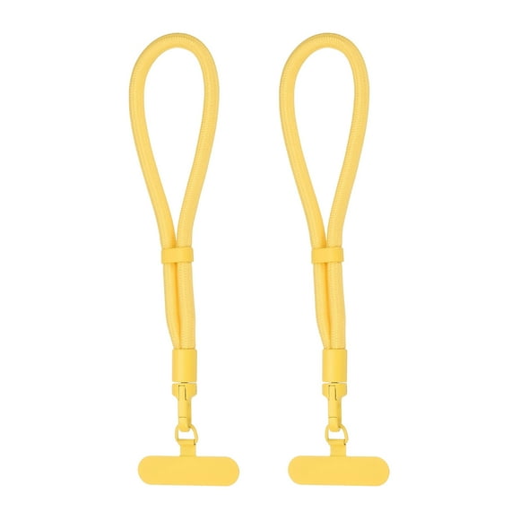 Correa de muñeca universal Uxcell, 2 paquetes de correa ajustable de poliéster con parche de acero inoxidable, correa multifuncional para teléfono celular para la mayoría de los smartphones, Amarillo