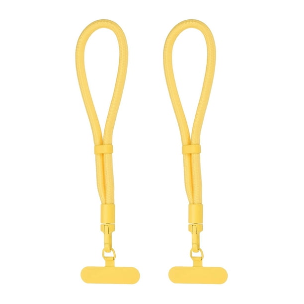 Correa de muñeca universal Uxcell, 2 paquetes de correa ajustable de poliéster con parche de acero inoxidable, correa multifuncional para teléfono celular para la mayoría de los smartphones, Amarillo