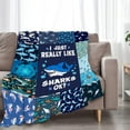 thumbnail image 2 of Shark Blanket Blue Sharks Throws Cartoon Ocean Print Plush Blankets Fleece Fuzzy Gifts for Girls Boys Super Soft Warm Cozy Stuffed Animal for Couch Bed Sofa Decor for Men Women Kids 50"x40", 2 of 5