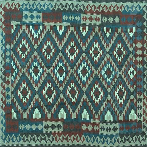 Ahgly Company Indoor Square Southwestern Light Blue Country Area Rugs, 5' Square
