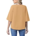 thumbnail image 7 of Anygrew Womens Tops Summer Blouses V Neck Batwing Sleeve Tops Tie Knot Chiffon Button Down Casual Blouse, 7 of 7