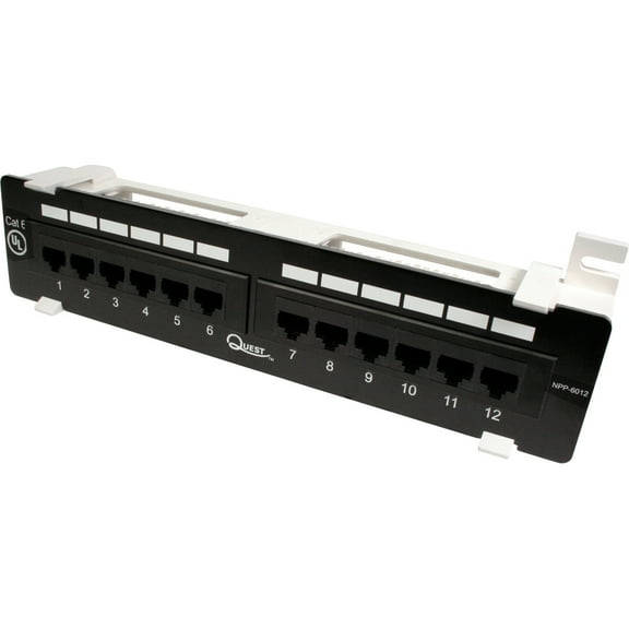 QUEST TECHNOLOGY CAT6 UTP PATCH PANEL - 12-PORT, WALL MNT W/89D BRACKET