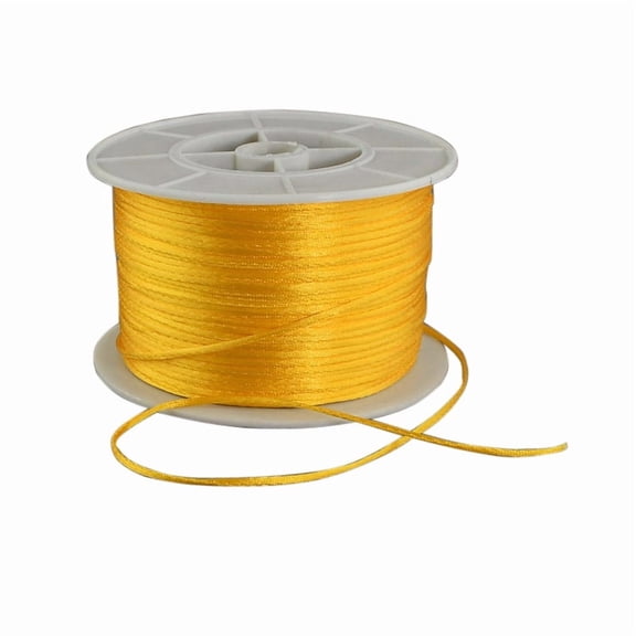 Round Nylon Thread Rattail Satin Cord for Chinese Knot Making Gold 1mm 100yards/roll