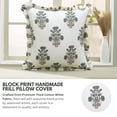 thumbnail image 5 of FABDIVINE- Block print pillow cover, floral decorative frill cushion cover, handmade quilted couch cushion, cotton printed pillow - SWADESH, 14"X36", 5 of 6