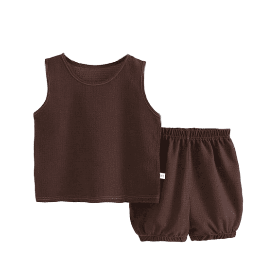 Ruyang Toddler Baby Boy Girl Clothes Cotton Linen Summer Outfit Sleeveless Tank Top Wide Leg Shorts Cute Casual Loose Beachwear